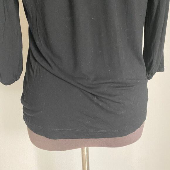 Gap sz XS 3/4 length sleeve V-neck hooded drawstring blouse‎ shirt - Picture 6 of 9